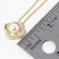 18k Gold Dipped CZ Pave Pearl Quatrefoil Pendant Necklace
