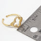 18k Gold Dipped CZ Pave Quatrefoil Adjustable Ring