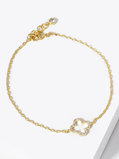18k Gold Dipped CZ Pave Quatrefoil Bracelet