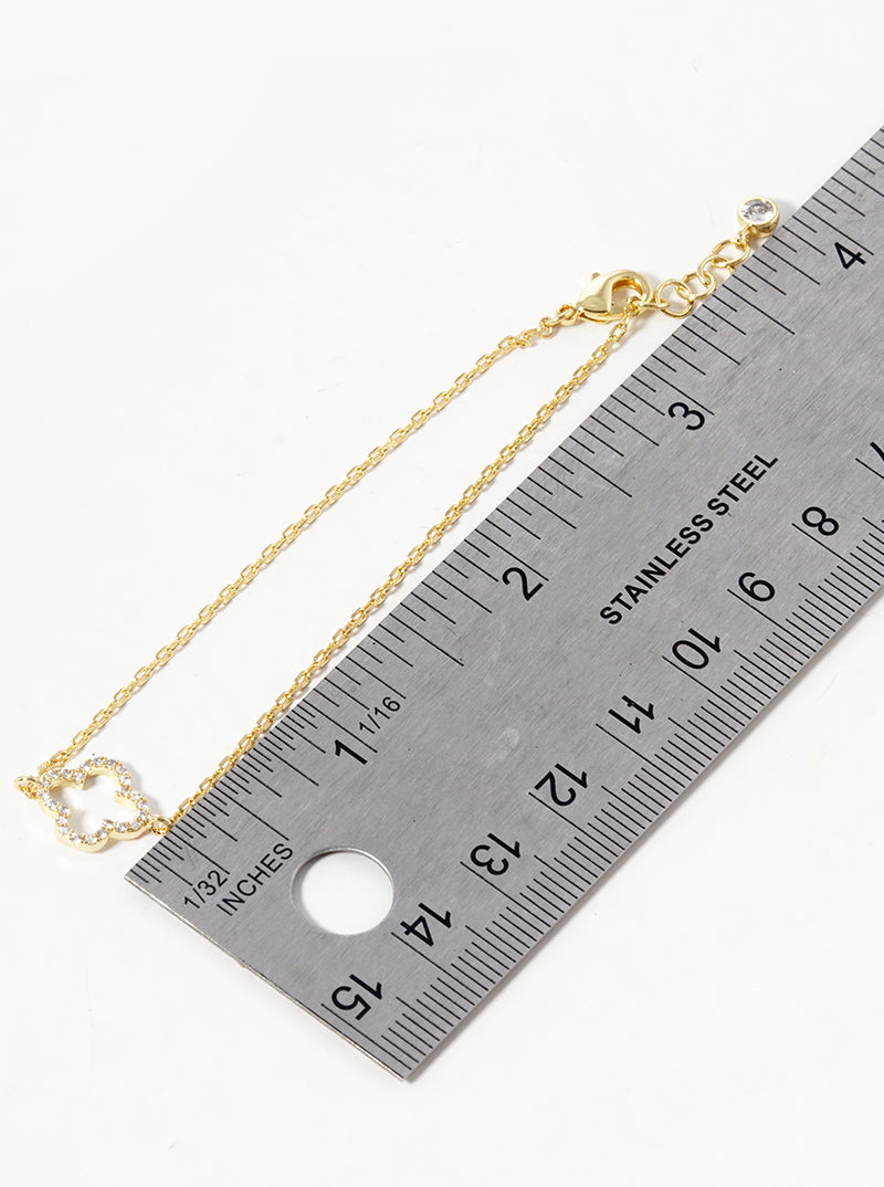 18k Gold Dipped CZ Pave Quatrefoil Bracelet