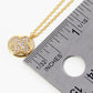 18k Gold Dipped CZ Pave Quatrefoil Round Pendant Necklace