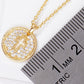 18k Gold Dipped CZ Pave Round Cross Pendant Delicate Necklace