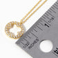 18k Gold Dipped CZ Pave Round Cutout Quatrefoil Pendant Necklace