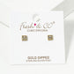 18k Gold Dipped CZ Pave Square Post Stud Earrings