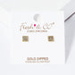 18k Gold Dipped CZ Pave Square Post Stud Earrings