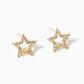 White Gold Dipped CZ Pave Star Post Stud Earrings