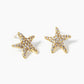 White Gold Dipped CZ Pave Starfish Post Stud Earrings