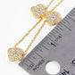18k Gold Dipped CZ Pave Three Quatrefoil Pendant Necklace