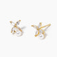 White Gold Dipped CZ Pearl Dainty Post Stud Earrings