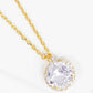 White Gold Dipped CZ Round Pendant Delicate Necklace