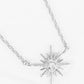 White Gold Dipped CZ Sunburst Pendant Delicate Necklace