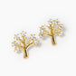 White Gold Dipped CZ Tree Of Life Post Stud Earrings