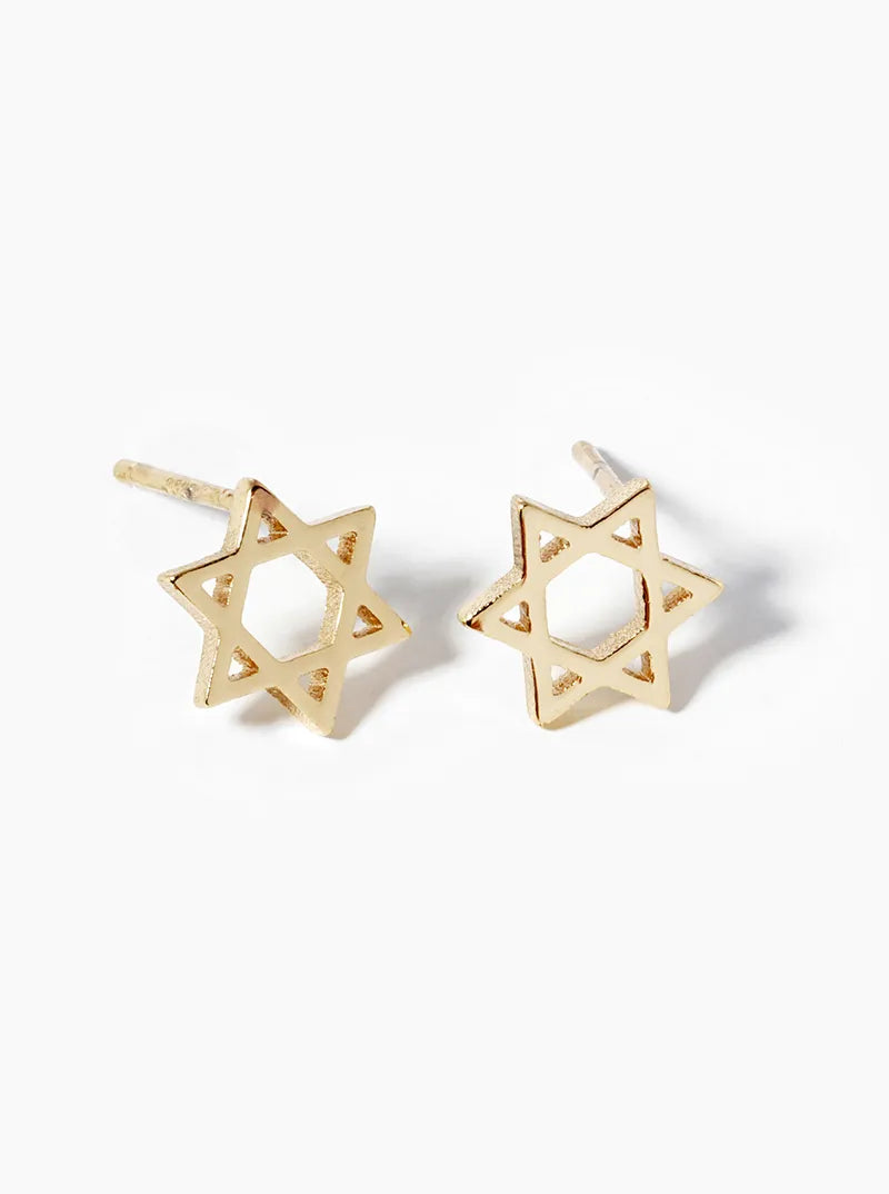 18k Gold Dipped Star Of David Post Stud Earrings