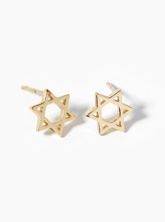 18k Gold Dipped Star Of David Post Stud Earrings