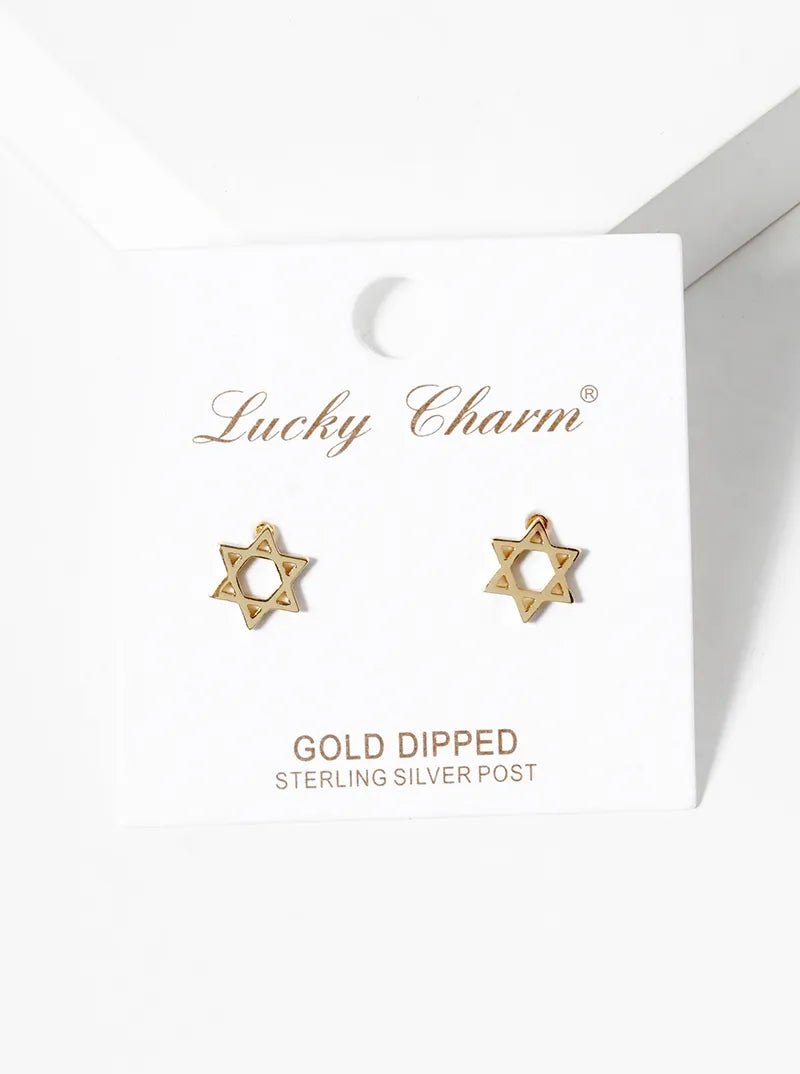 18k Gold Dipped Star Of David Post Stud Earrings
