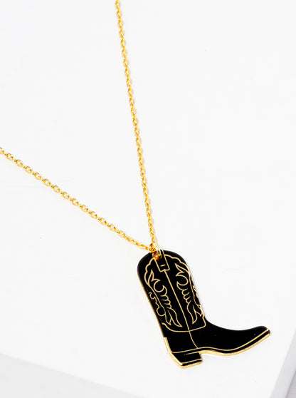 18k Gold Dipped Cowgirl Boot Pendant Pendant Necklace
