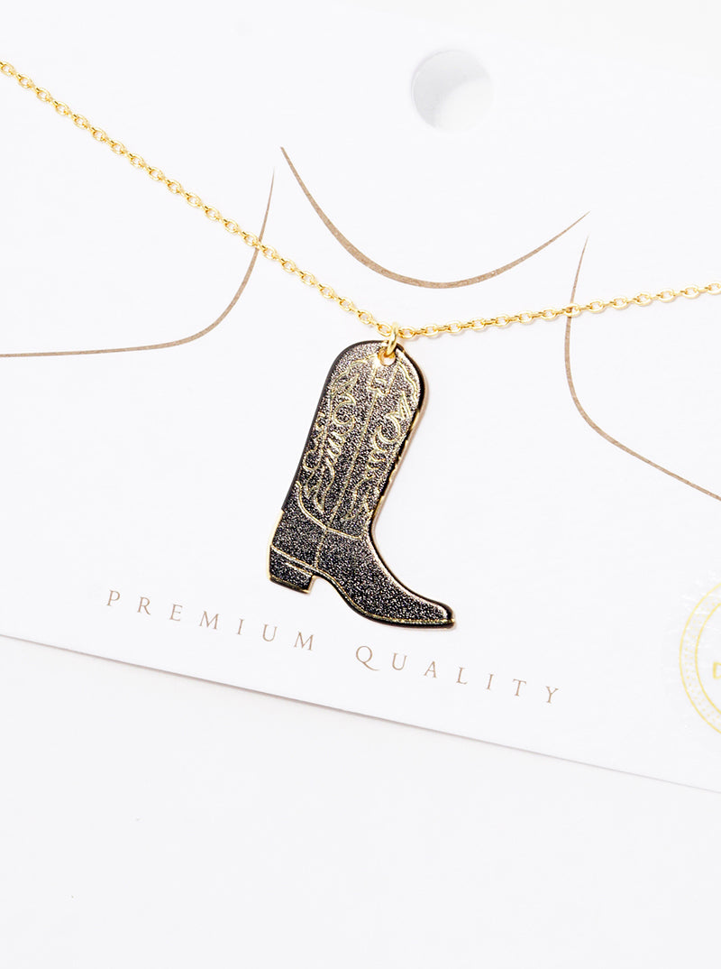 18k Gold Dipped Cowgirl Boot Pendant Pendant Necklace