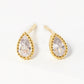 White Gold Dipped Dainty CZ Teardrop Post Stud Earrings