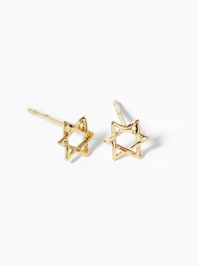 18k Gold Dipped Dainty Star Of David Post Stud Earrings