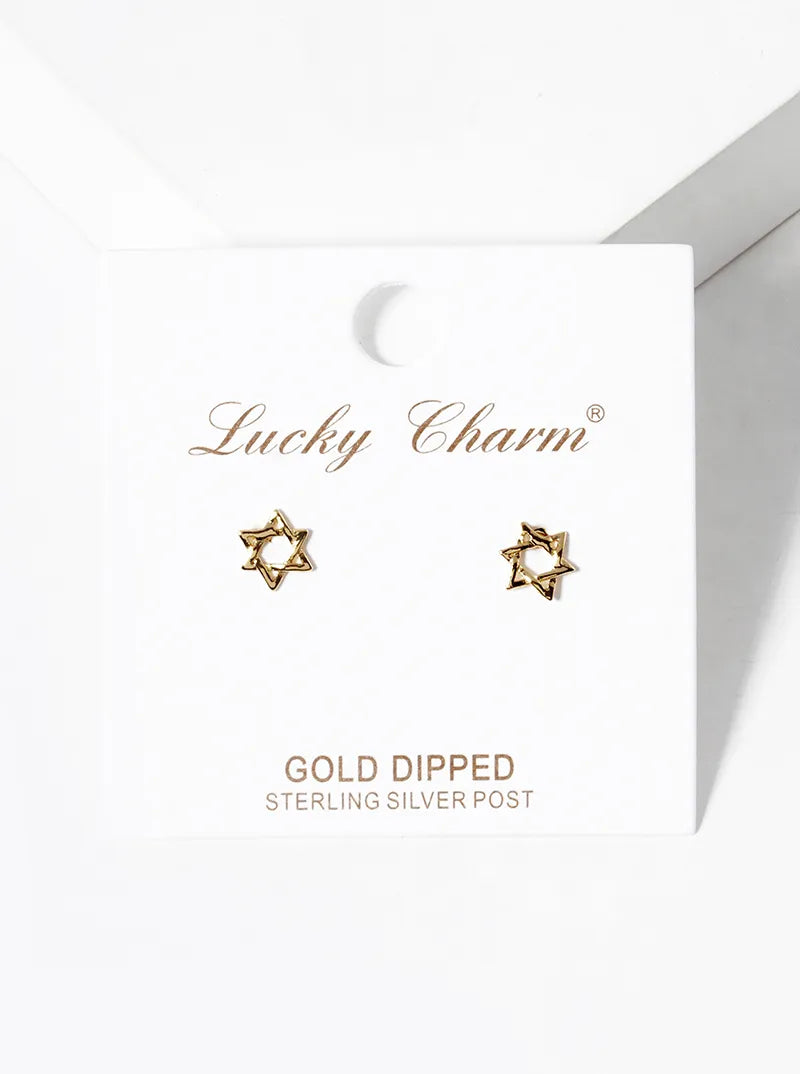 18k Gold Dipped Dainty Star Of David Post Stud Earrings