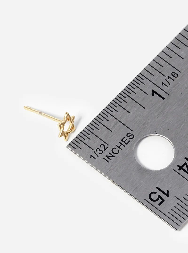 18k Gold Dipped Dainty Star Of David Post Stud Earrings