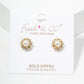 18k Gold Dipped Dainty Flower CZ Glass Pearl Post Stud Earrings