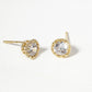 White Gold Dipped Dainty Round CZ Post Stud Earrings