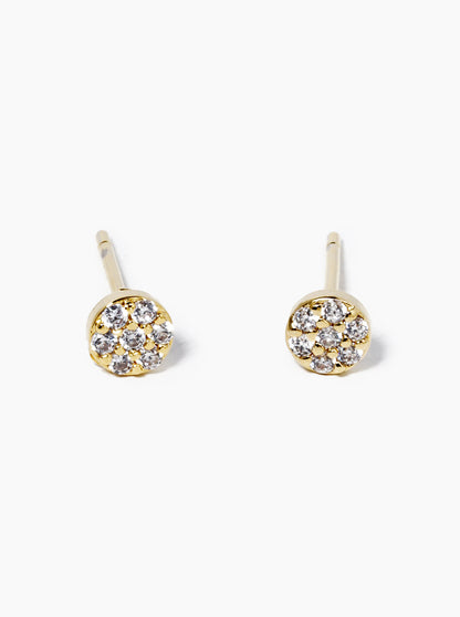 18k Gold Dipped Delicate CZ Pave Round Post Stud Earrings