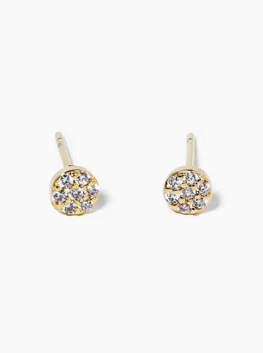 18k Gold Dipped Delicate CZ Pave Round Post Stud Earrings