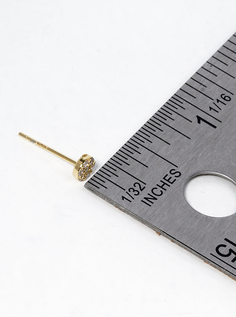 18k Gold Dipped Delicate CZ Pave Round Post Stud Earrings