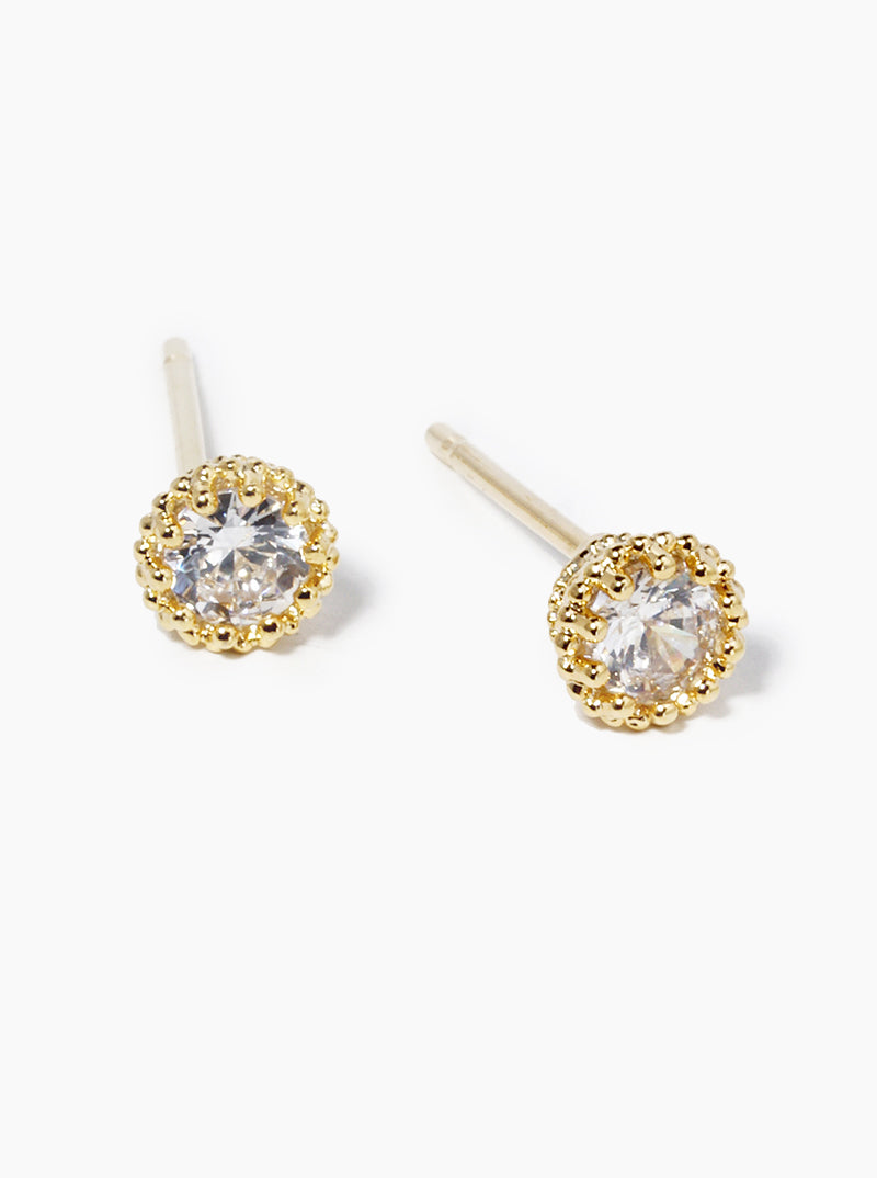 18k Gold Dipped Delicate CZ Stone Post Stud Earrings
