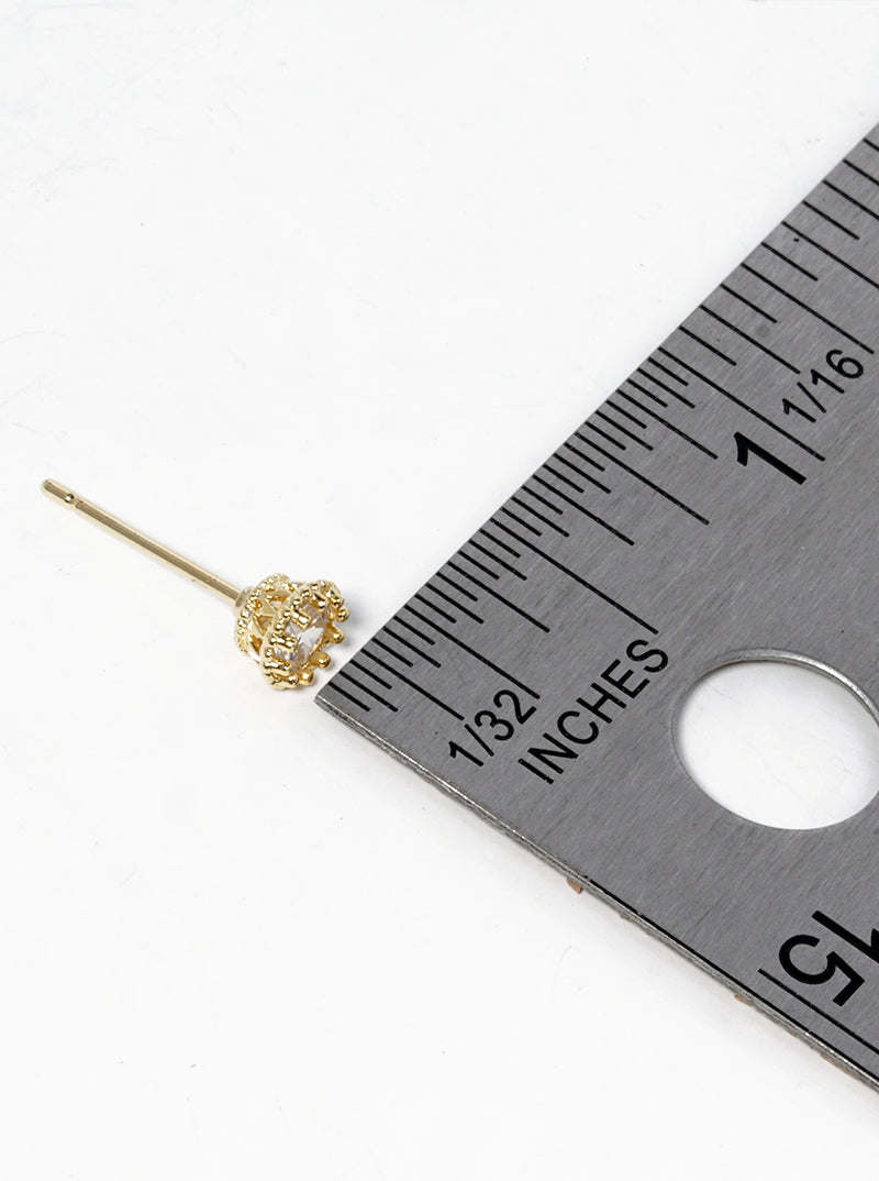 18k Gold Dipped Delicate CZ Stone Post Stud Earrings