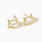 White Gold Dipped Delicate Cat Post Stud Earrings