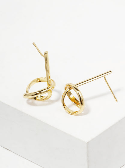 18k Gold Dipped Delicate Knot Post Earrings