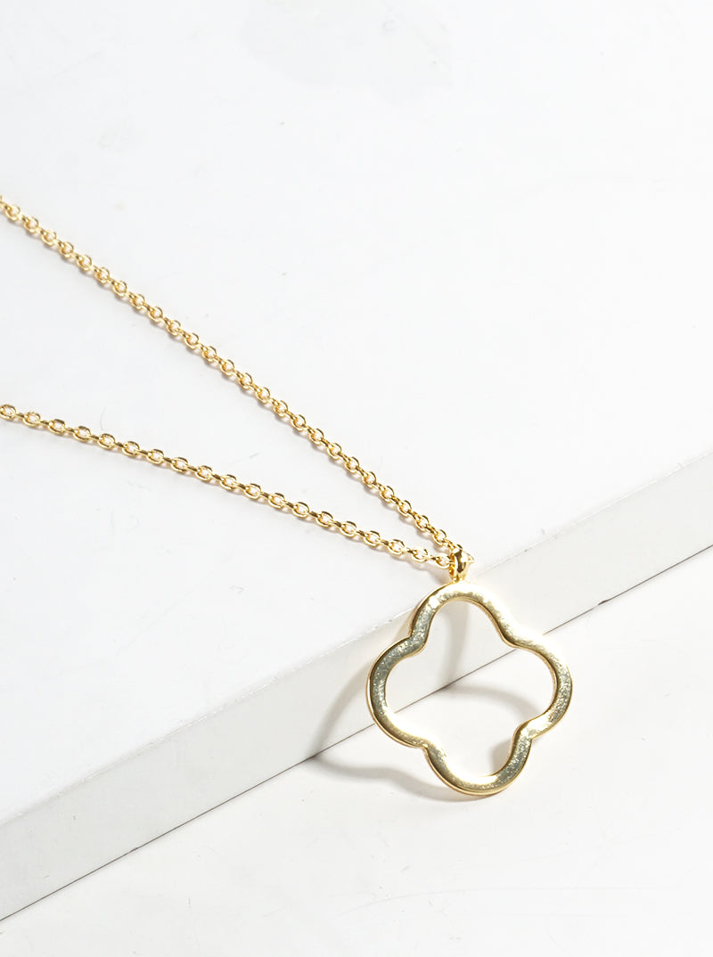 18k Gold Dipped Delicate Quatrefoil Pendant Necklace
