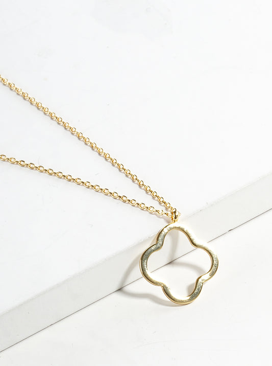 18k Gold Dipped Delicate Quatrefoil Pendant Necklace