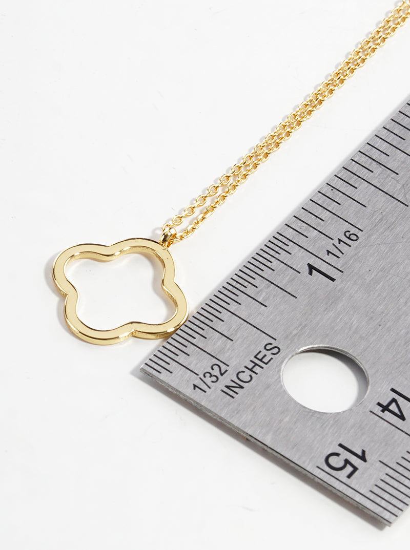 18k Gold Dipped Delicate Quatrefoil Pendant Necklace