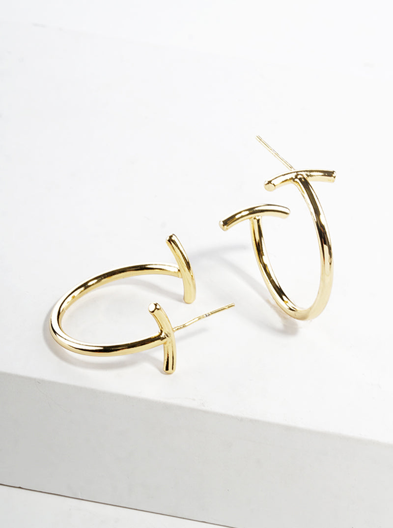 18k Gold Dipped Designer Inspired Open Hoop Earrings