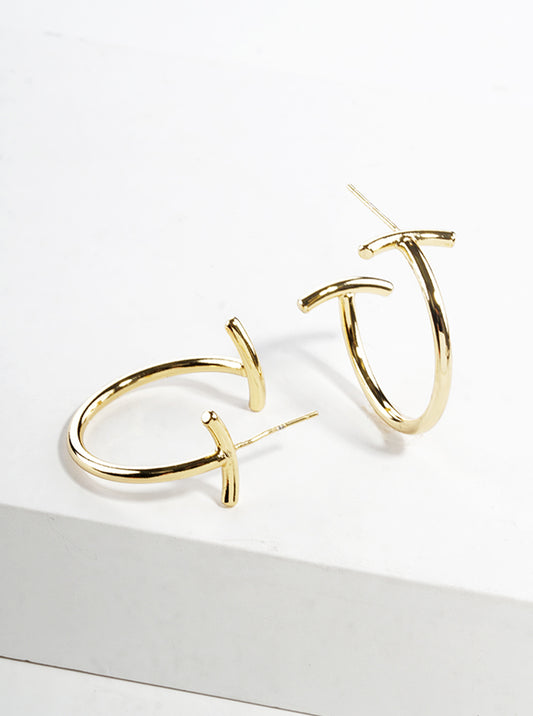 18k Gold Dipped Designer Inspired Open Hoop Earrings