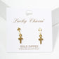 18k Gold Dipped Double Cross Dangle Post Earrings