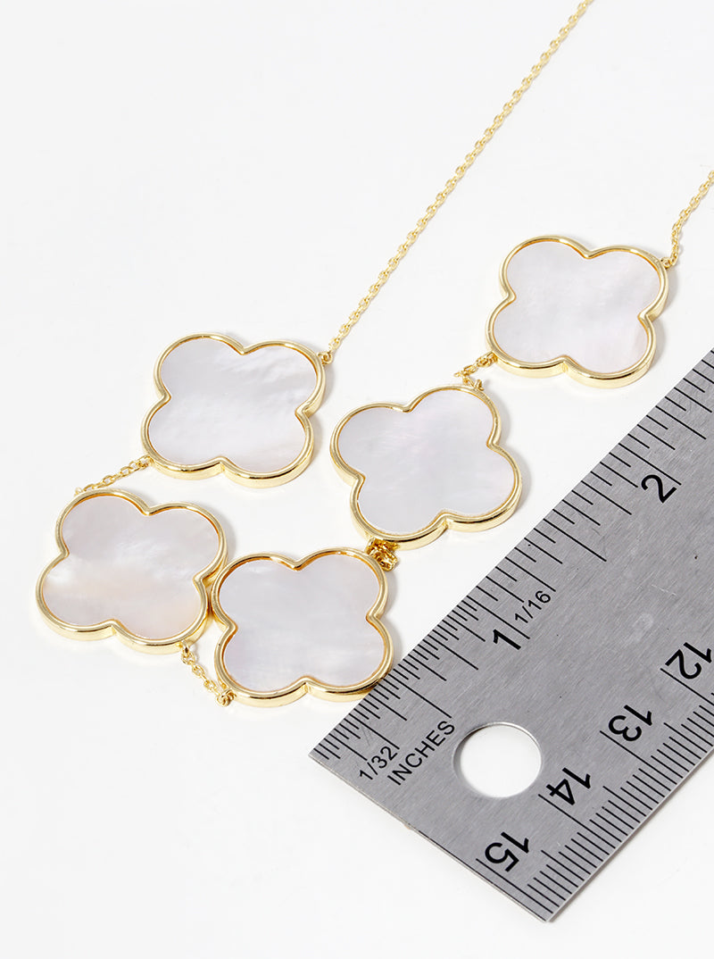 18k Gold Dipped Five Quatrefoil Statement Necklace