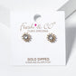 18k Gold Dipped Flower CZ Post Stud Earrings