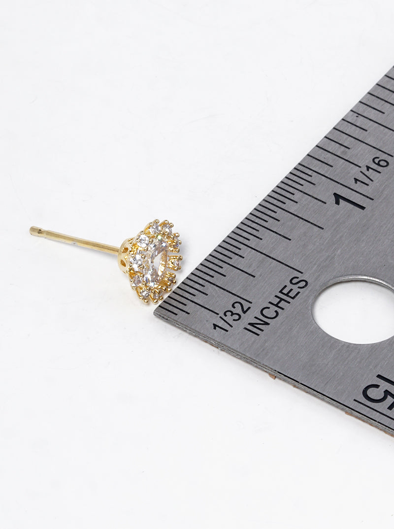 18k Gold Dipped Flower CZ Post Stud Earrings