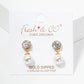 18k Gold Dipped Glass Pearl Drop CZ Dangle Post Earrings