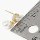 18k Gold Dipped Glass Pearl Drop CZ Dangle Post Earrings