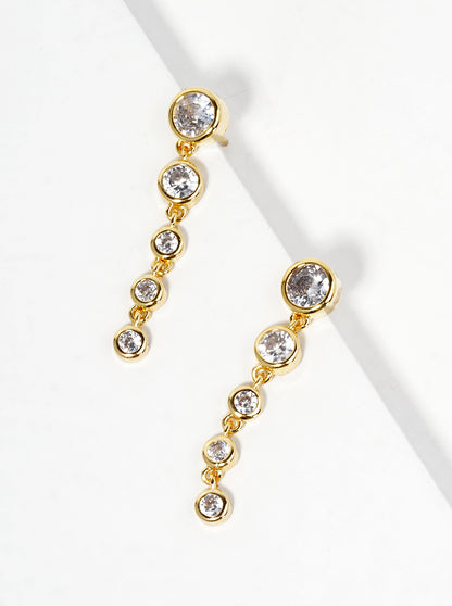 18k Gold Dipped Graduated Bezel CZ Drop Post Earrings