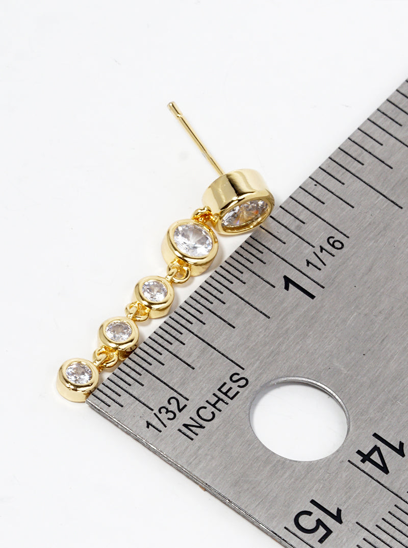 18k Gold Dipped Graduated Bezel CZ Drop Post Earrings