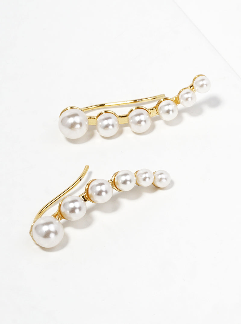 18k Gold Dipped Graduated Pearl Ear Crawlers