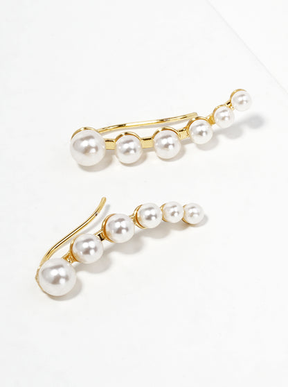 18k Gold Dipped Graduated Pearl Ear Crawlers