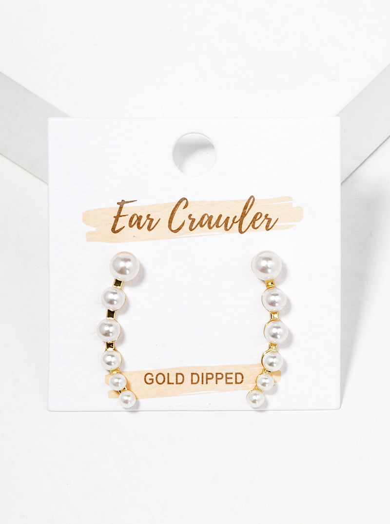 18k Gold Dipped Graduated Pearl Ear Crawlers